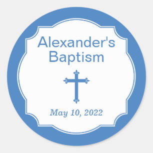 Sticker rond croix blanche et bleue