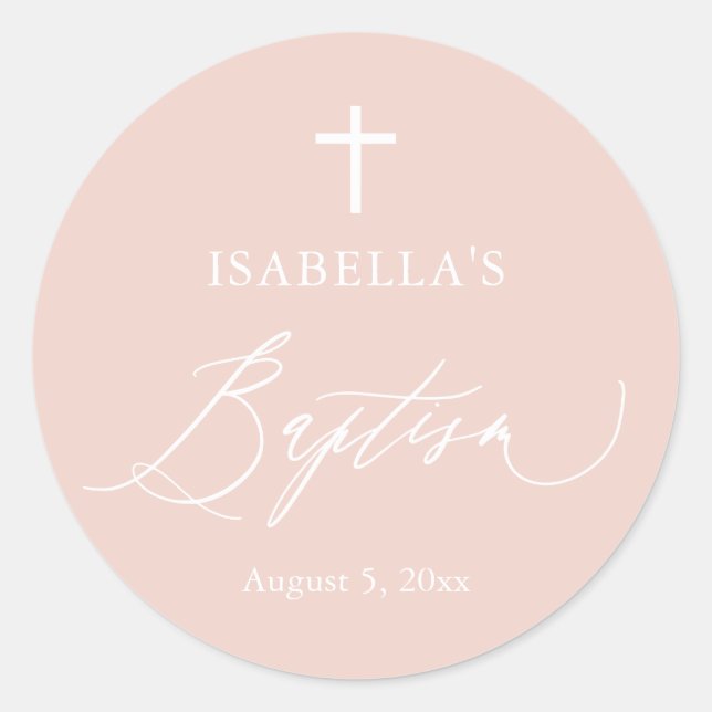 Sticker rond croix blanche rose Dusty (Devant)