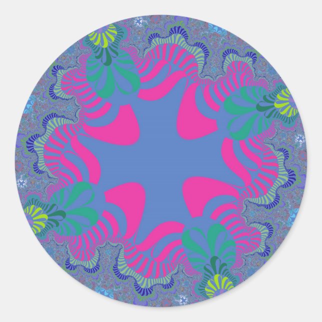 Sticker Rond Croix Bleue rose et Cornflower (Devant)