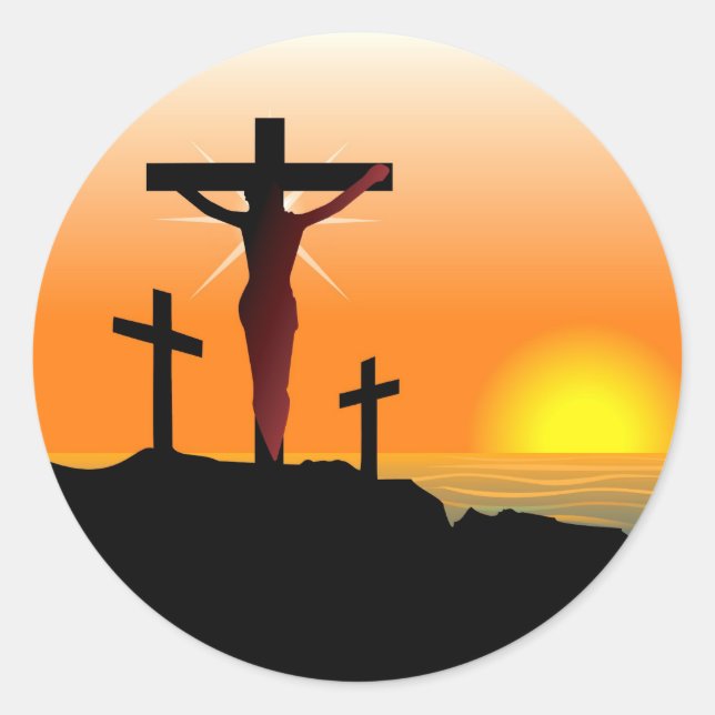 Sticker Rond Croix calvaire de Pâques (Devant)