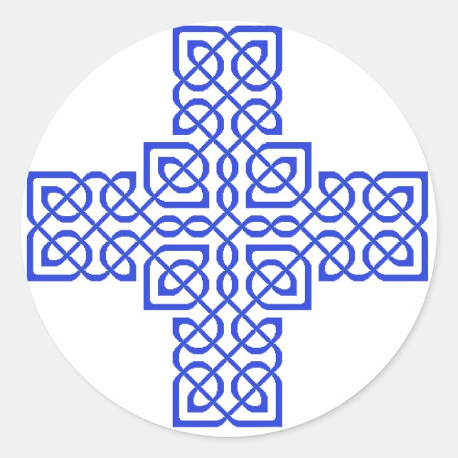 Sticker Rond Croix celtique 6 Bleu (Devant)