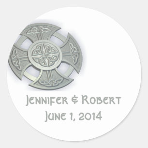 Sticker Rond Croix celtique en argent et blanc