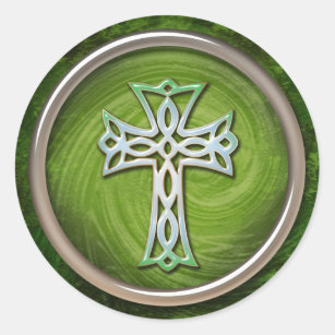 Sticker Rond Croix celtique verte chique