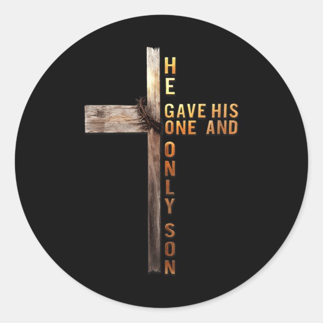 Sticker Rond Croix chrétienne Bible John 3_16 Réflexion 0l3q48 (Devant)