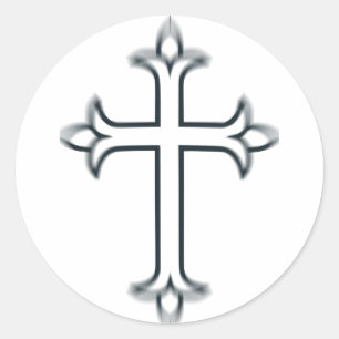 Sticker Rond Croix Chrétienne Classique Art Minimaliste Fin