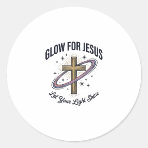Sticker Rond Croix chrétienne Glow for Jesus Vintage Vector
