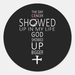 Sticker Rond Croix chrétienne Jésus Pink Cancer du sein Sensibi