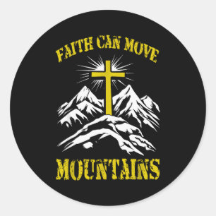 Sticker Rond Croix chrétienne La foi peut déplacer des montagne