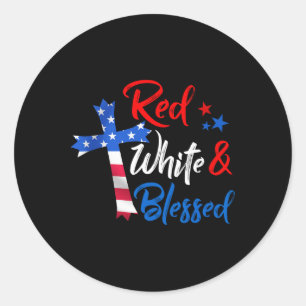 Sticker Rond Croix Chrétienne Rouge Blanc Et Bénie 4 Juillet