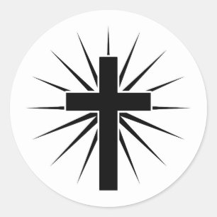 Sticker Rond Croix Crucifix Art Chrétien