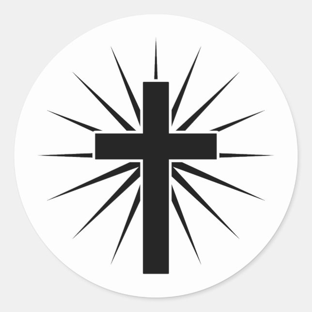 Sticker Rond Croix Crucifix Art Chrétien  (Devant)