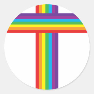 Sticker Rond CROIX d'arc-en-ciel