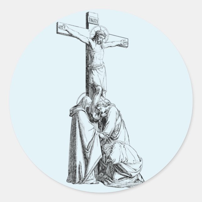 Sticker Rond Croix de crucifixion Jésus Christ Illustration art (Devant)