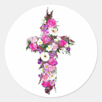 Sticker Rond Croix de fleurs/fleurs