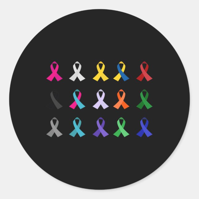 Sticker Rond Croix de la sensibilisation au cancer du monde Cos (Devant)