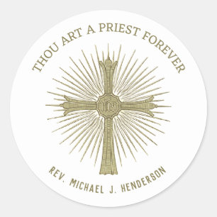 Sticker Rond Croix de l'ordre de l'anniversaire du prêtre catho