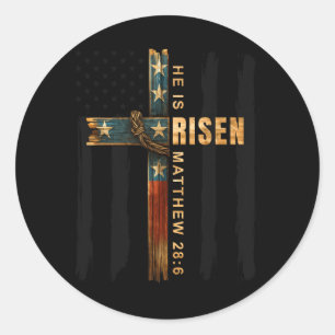 Sticker Rond Croix de Pâques Jésus ressuscité Chrétiens Hommes