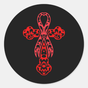 Sticker Rond Croix de sensibilisation au cancer du sang Dieu Ru