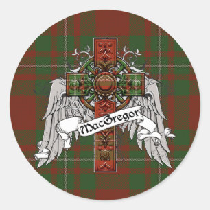 Sticker Rond Croix de Tartan MacGregor