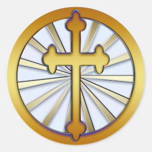 STICKER ROND CROIX D'OR