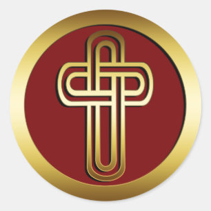 STICKER ROND CROIX D'OR