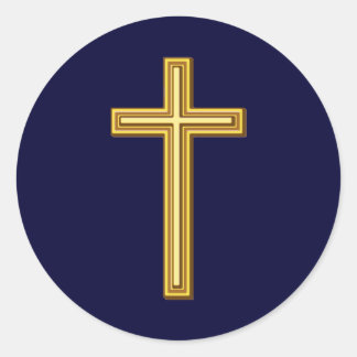 Sticker Rond Croix d'or en bleu