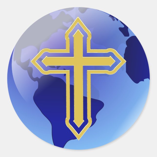 Sticker Rond Croix d'or et Terre (Devant)