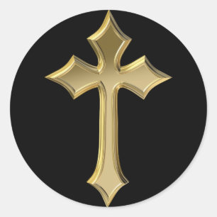 Sticker Rond Croix dorée