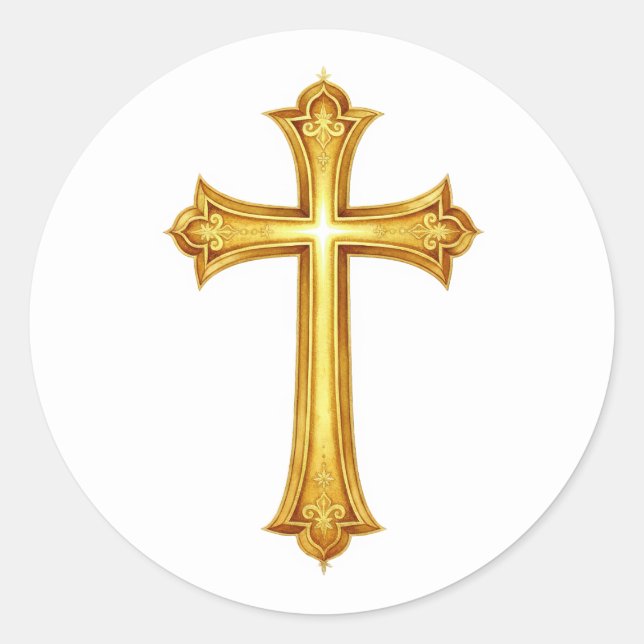 Sticker Rond Croix dorée sur n'importe quelle couleur (Devant)