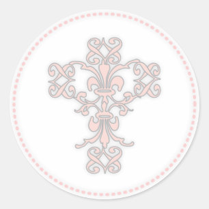 Sticker Rond Croix élégante en rose