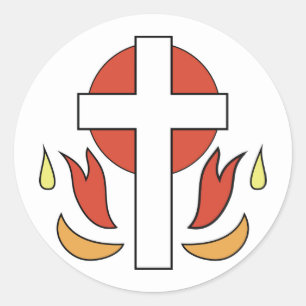 Sticker Rond Croix et Flammes de Confirmation