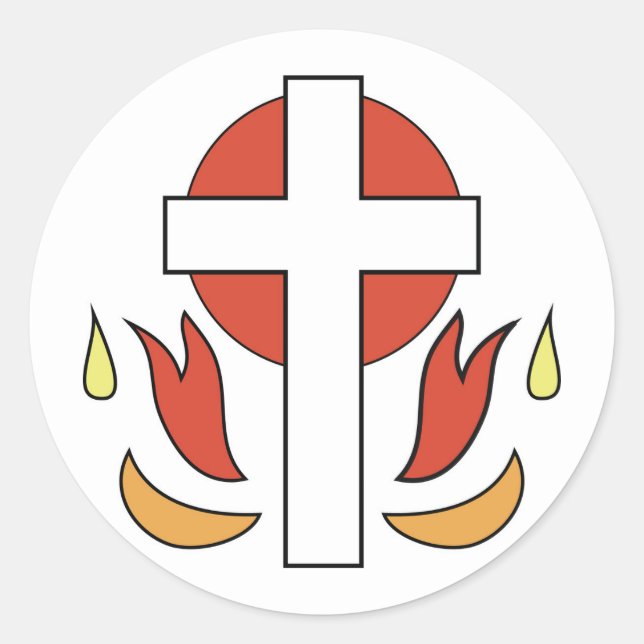Sticker Rond Croix et Flammes de Confirmation (Devant)