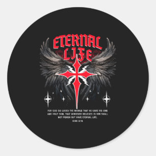 Sticker Rond Croix éternelle Jésus Gothique Punk Vie Nu Gothiqu