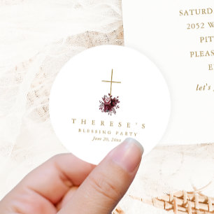 Sticker Rond Croix florale Chrétienne Mère et Blessure Bébé