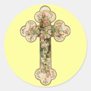 Sticker Rond Croix florale Vintage