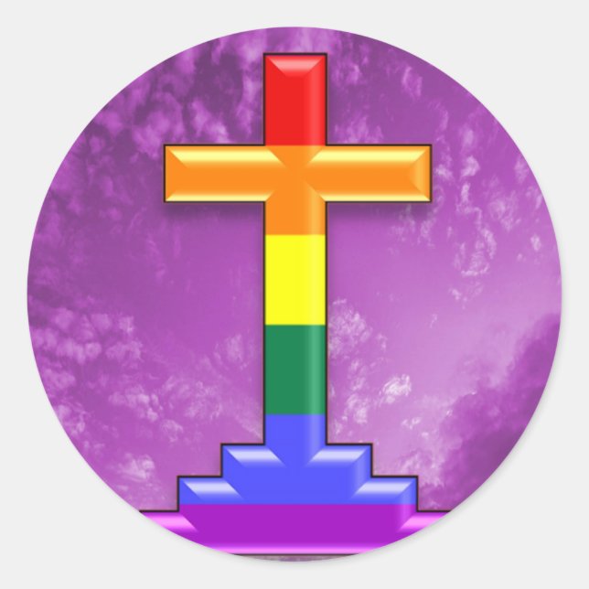 Sticker Rond Croix gay pride (Devant)
