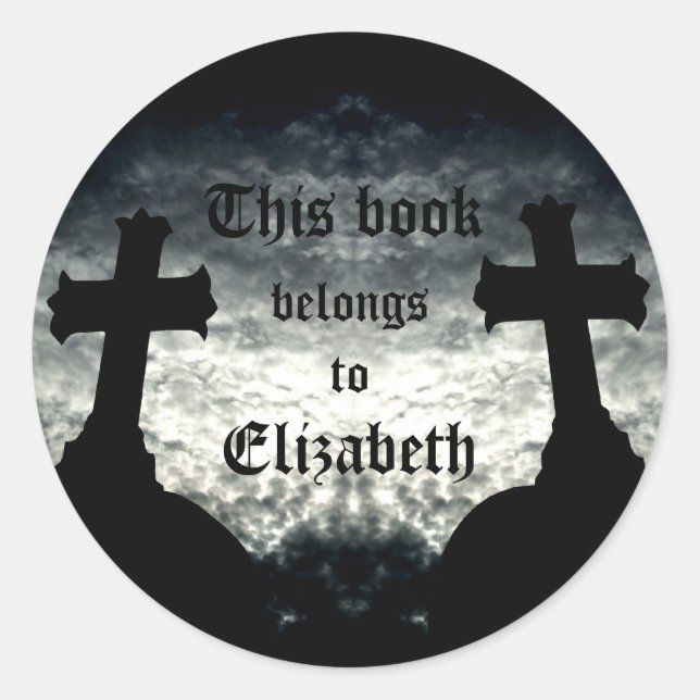 Sticker Rond Croix jumelles Ce livre appartient à (Devant)