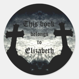 Sticker Rond Croix jumelles Ce livre appartient à