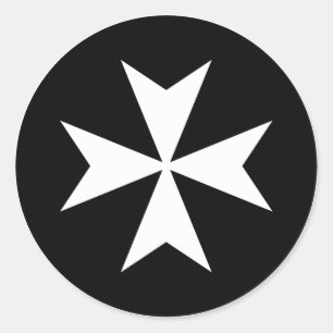 Sticker Rond Croix maltaise blanche