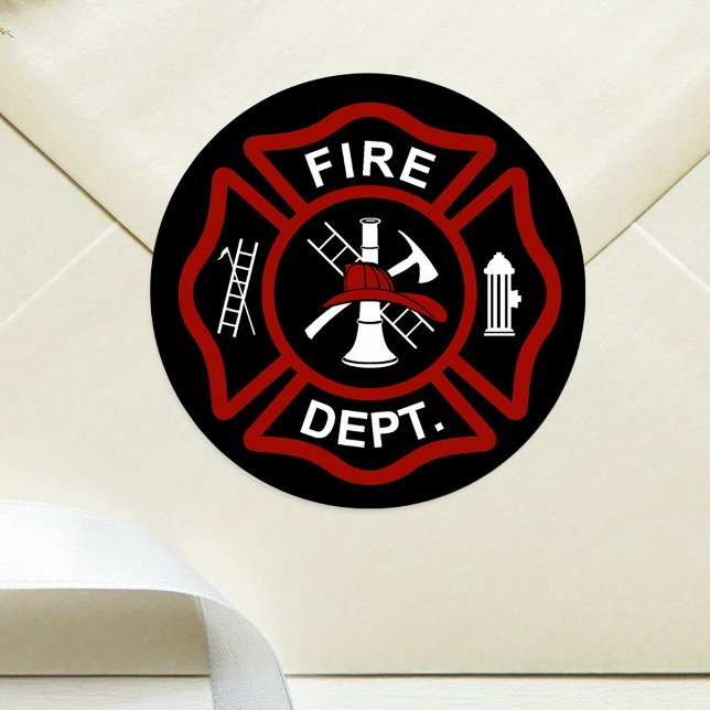 Sticker Rond Croix maltaise noire sur Arrière - plan noir (Créateur téléchargé)