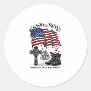 Sticker Rond Croix Mémorielle Patriotique Bottes Poppy Drapeau