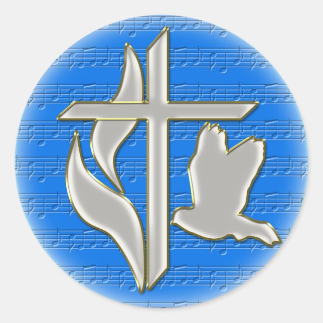Sticker Rond Croix méthodiste avec la colombe (Devant)