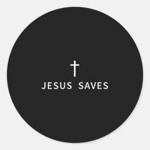 Sticker Rond Croix minimale chrétienne Jésus sauve Mode religie