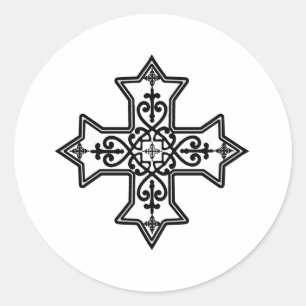 Sticker Rond Croix noire et blanche