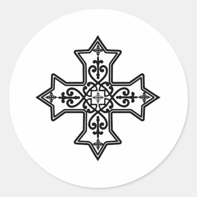 Sticker Rond Croix noire et blanche (Devant)