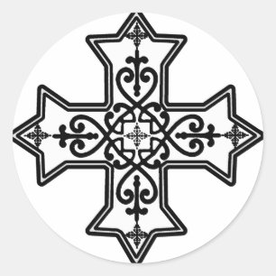 Sticker Rond Croix noire et blanche