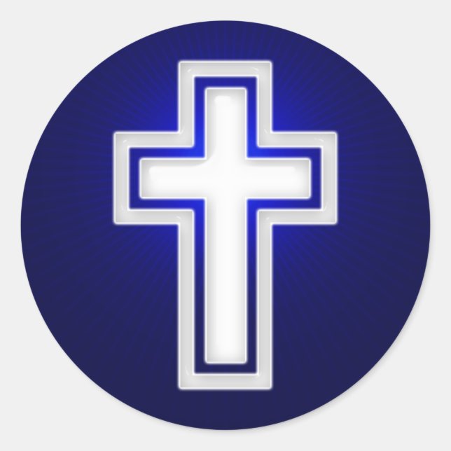 Sticker Rond Croix religieuse blanche | Christian (Devant)
