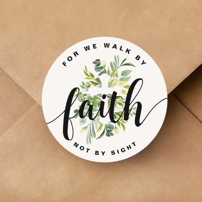 Sticker Rond Croix Religieuse Foi Verset De La Bible  (Créateur téléchargé)