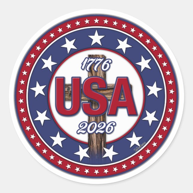 Sticker Rond Croix robuste USA 1776-2026 (Devant)