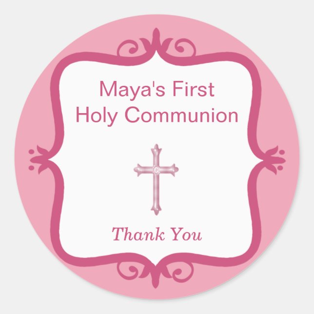 Sticker rond croix rose (Devant)